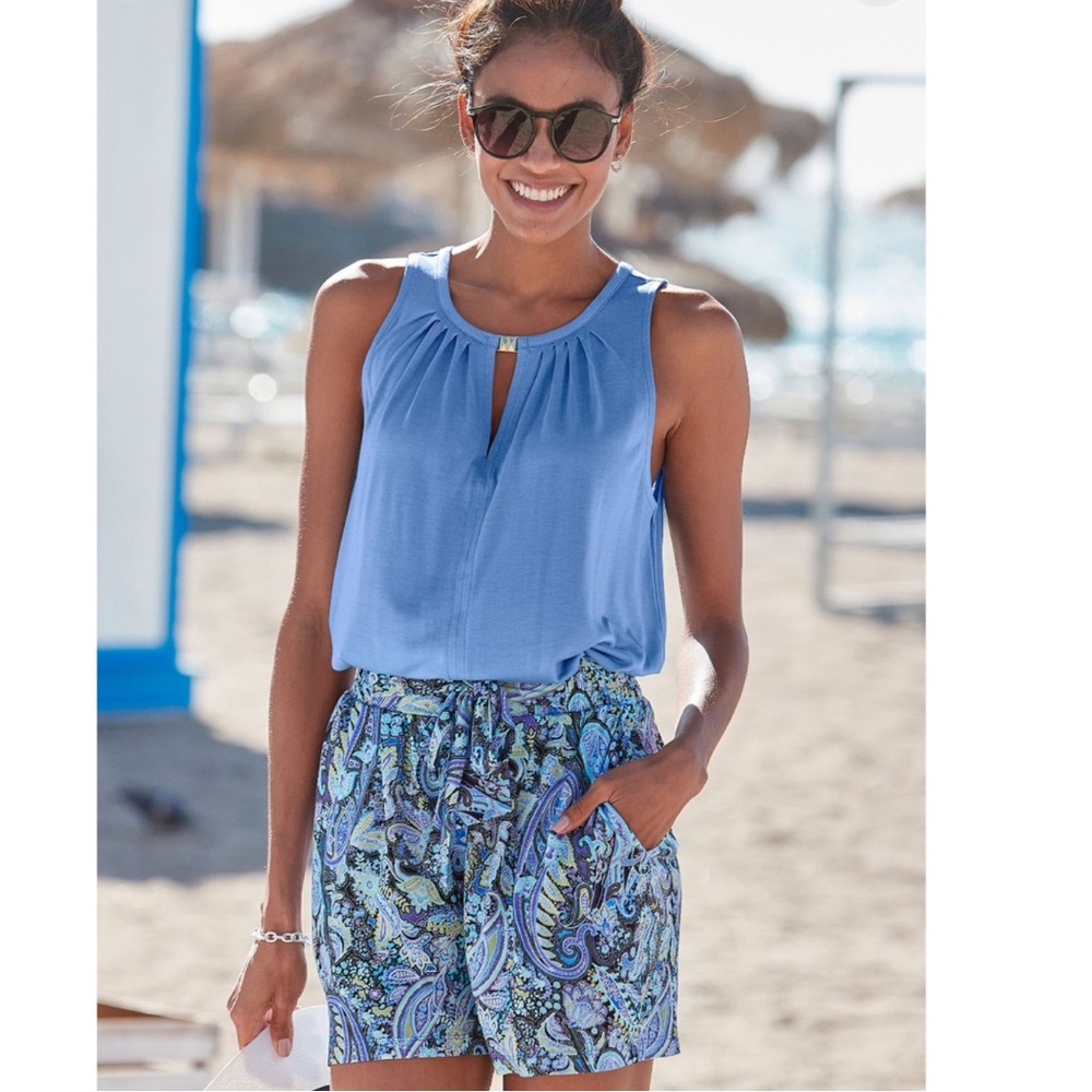 NWT Lascana Blue Paisley Women's Flowy Shorts